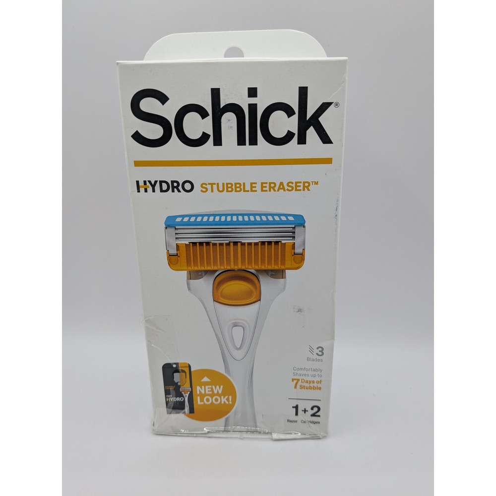 Schick Hydro Stubble Eraser Mens Razor Handle and 2 Cartridges 3 Blades New
